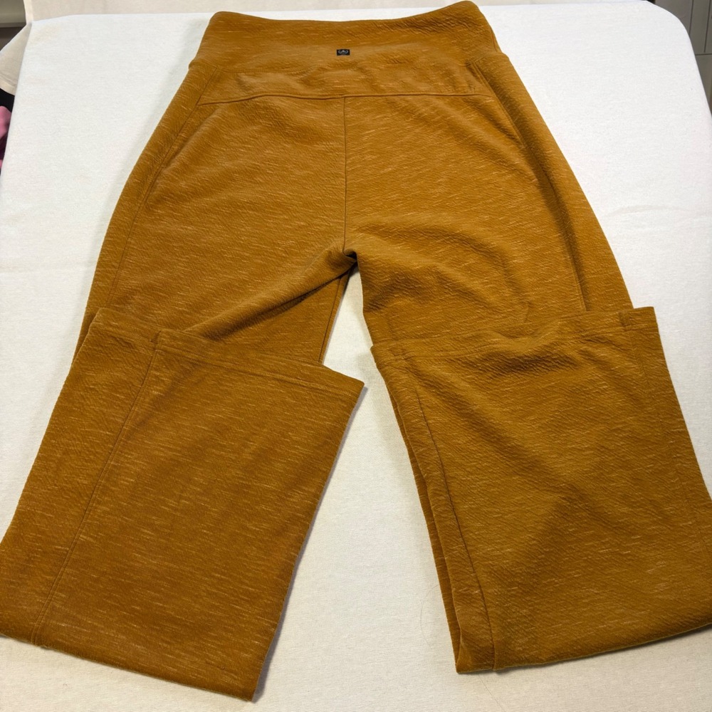 Prana Wide Leg Yoga Pants Mustard Yellow Ochre Size M, MSRP $89 - Picture 3 of 10